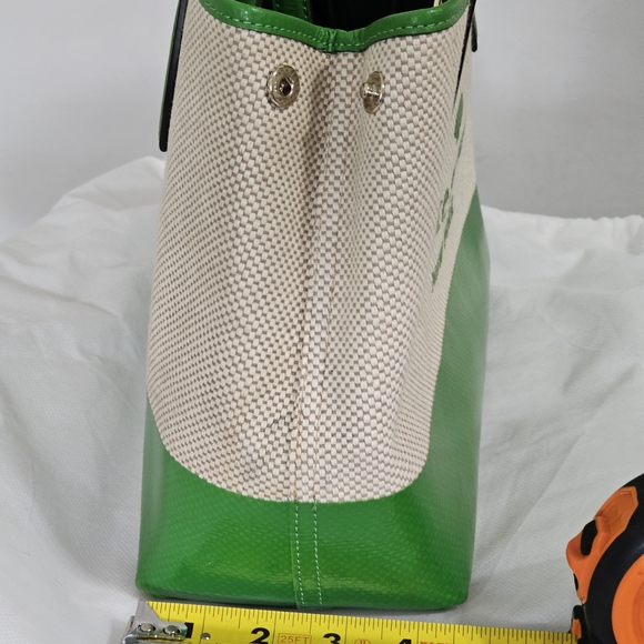 Kate Spade Green Canvas Logo Satchel Crossbody Strap Cherry Charm - Picture 13 of 16